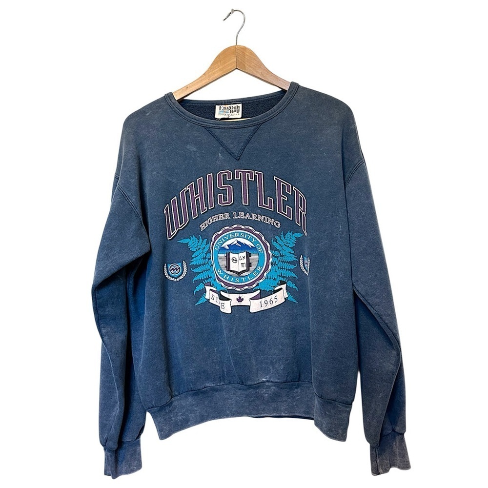 Vintage Sweater Crewneck Whistler Cozy Warm Preppy Acid Wash Style Cottagecore - Picture 2 of 13